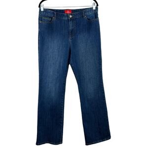 Oscar De La Renta Straight Leg Mid Rise Medium Wash Denim Blue Jeans 12 32W